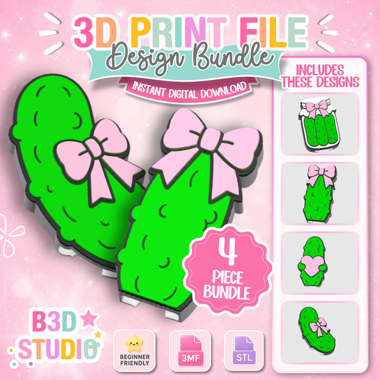 Pickle Can Opener Keychain 3D Print File Bundle – 4 Designs (STL & 3MF)