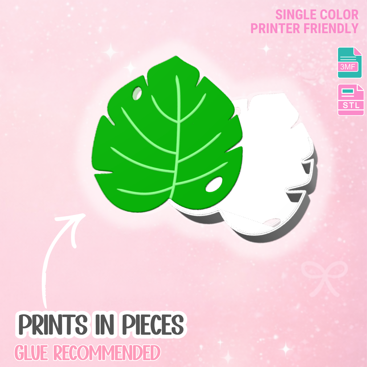 Monstera Leaf Pen Holder: 3D Print STL & 3MF File (Digital Download)