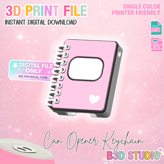 Notebook Can Opener Keychain 3D Print File (STL + 3MF Digital Download)