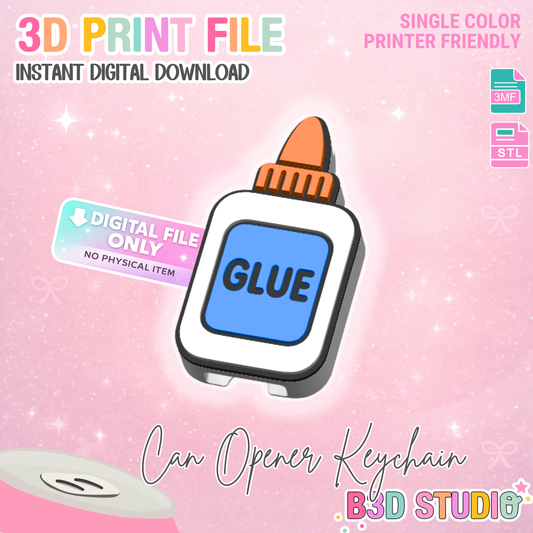Glue Can Opener Keychain 3D Print File (STL + 3MF Digital Download)