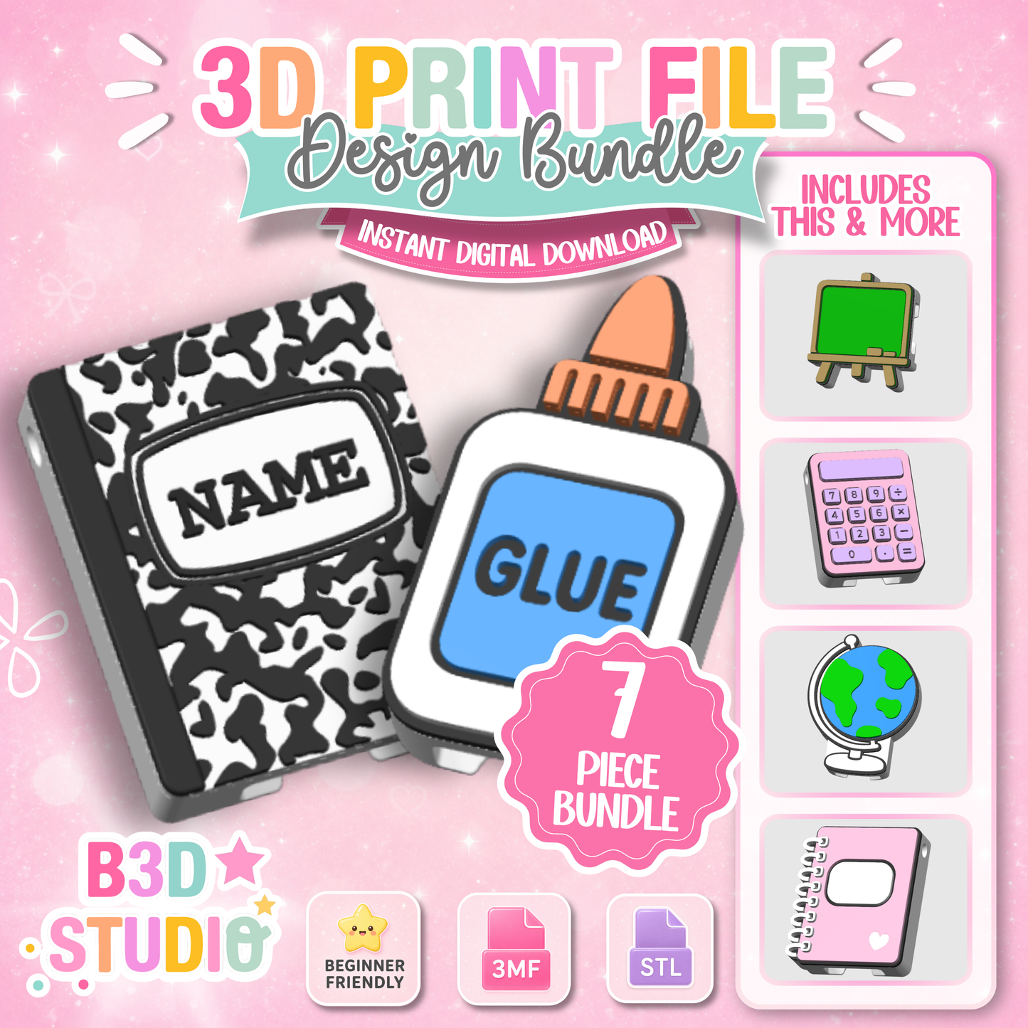 School Can Opener Keychain 3D Print File Bundle – 7 Designs (STL & 3MF)