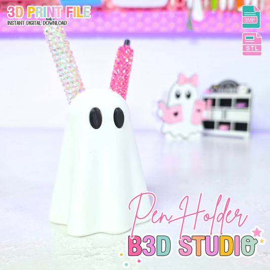 Mini Ghost Pen Holder: 3D Print STL & 3MF File (Digital Download)