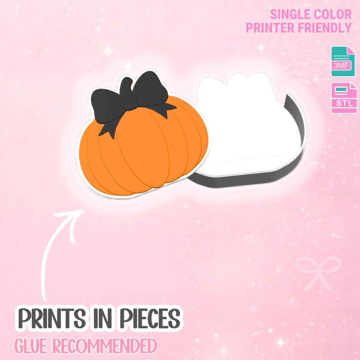 Bow Pumpkin Pen Holder: 3D Print STL & 3MF File (Digital Download)