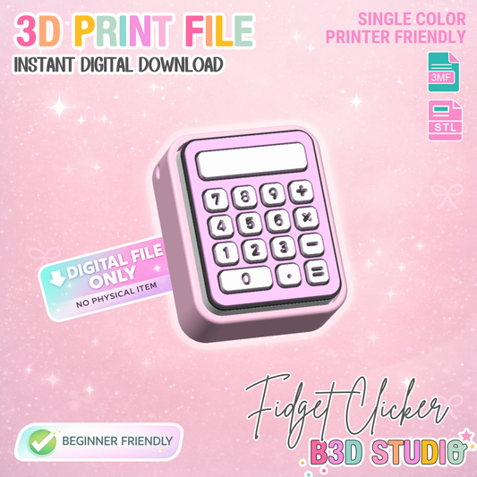 Calculator Fidget Clicker Keychain STL & 3MF 3D Print File (Digital Download)