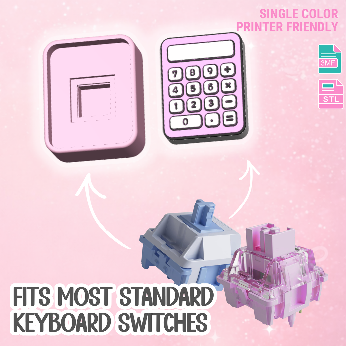 Calculator Fidget Clicker Keychain STL & 3MF 3D Print File (Digital Download)