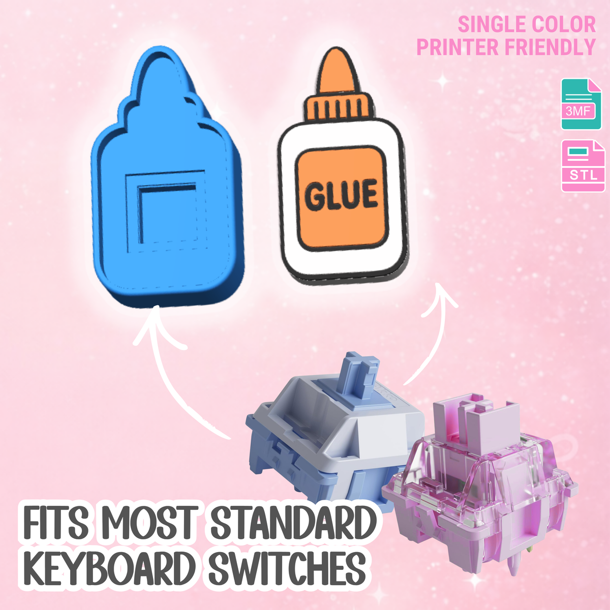 Glue Fidget Clicker Keychain STL & 3MF 3D Print File (Digital Download)