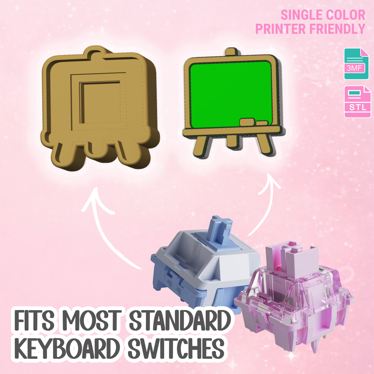 Chalkboard Fidget Clicker Keychain STL & 3MF 3D Print File (Digital Download)