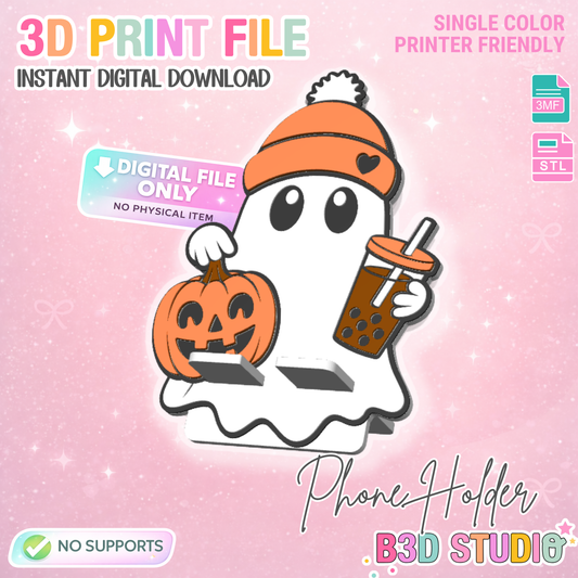 Fall Ghost Phone Holder 3D Print File: Desk Decor (STL/3MF Digital Download)