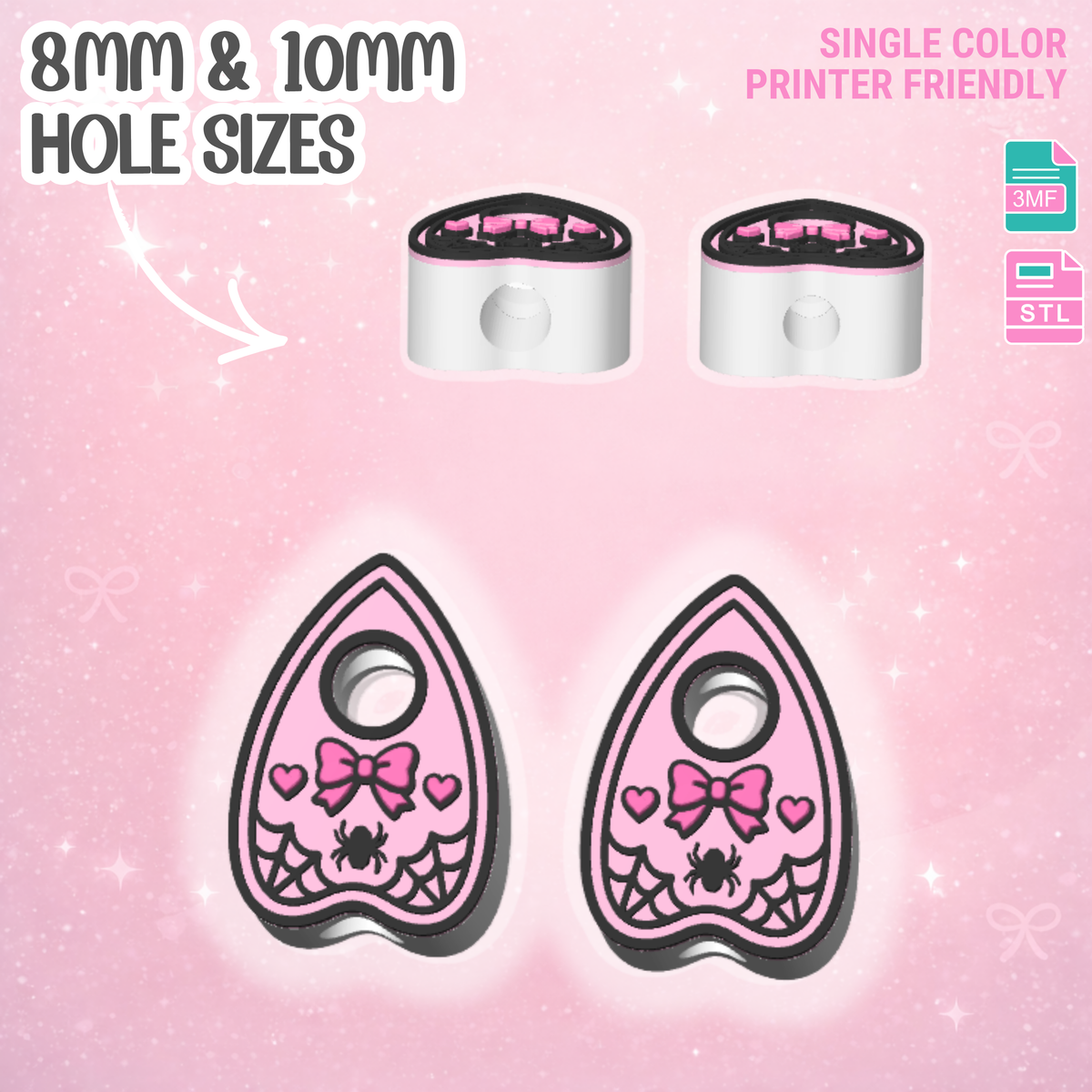 Pretty Planchette Straw Topper 3D Print File (STL & 3MF Digital Download)