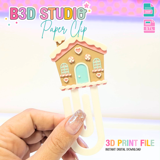Gingerbread House Paper Clip 3D Print File (STL & 3MF Digital Download)