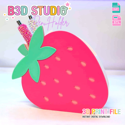 Digital Download - Strawberry Pen Holder STL & 3MF File