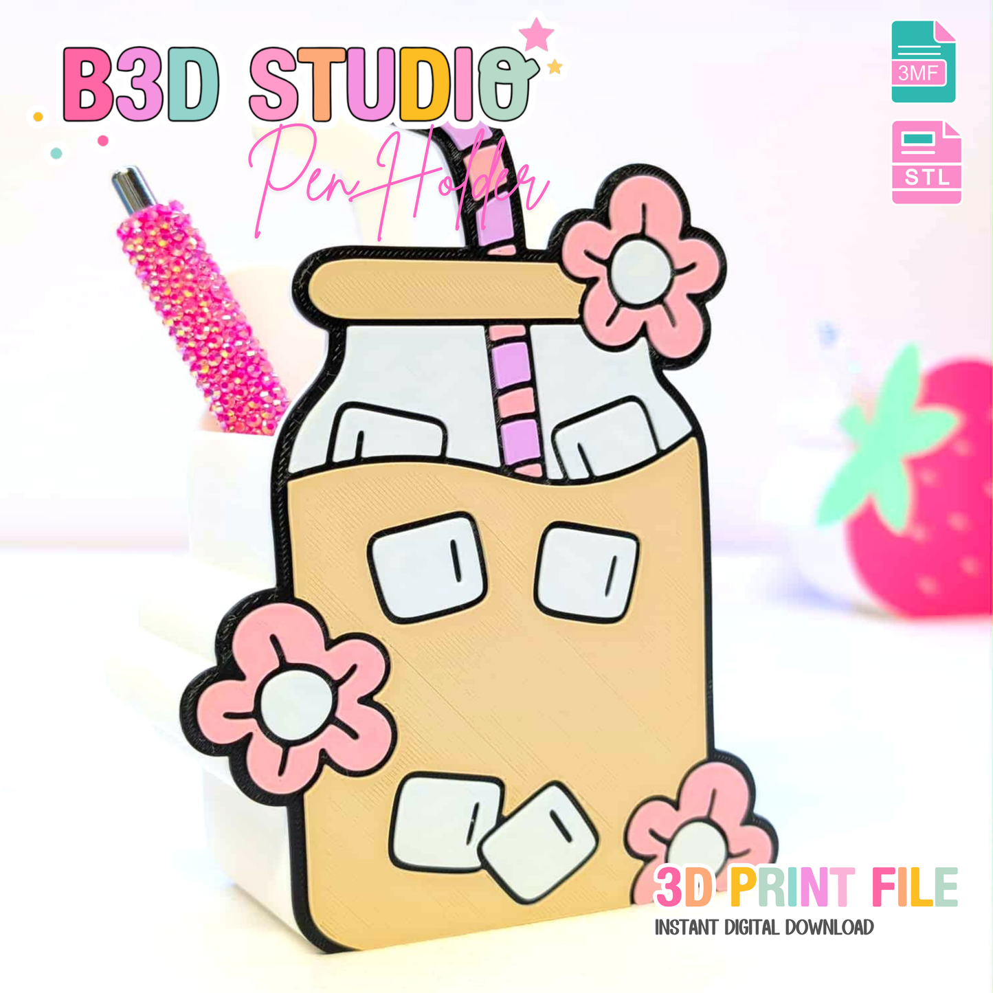 Digital Download - Glass Can Pen Holder STL & 3MF File