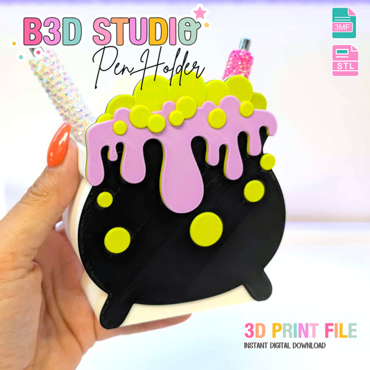 Digital Download - Cauldron Pen Holder STL & 3MF File