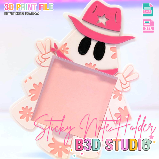 Cowboy Ghost Sticky Note Holder - STL & 3MF - Digital Download