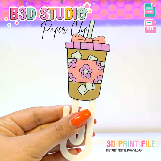 Iced Coffee Jumbo Paper Clip 3D Print File (STL & 3MF Digital Download)