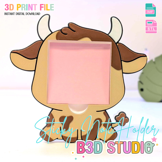 Cow Sticky Note Holder - STL & 3MF - Digital Download