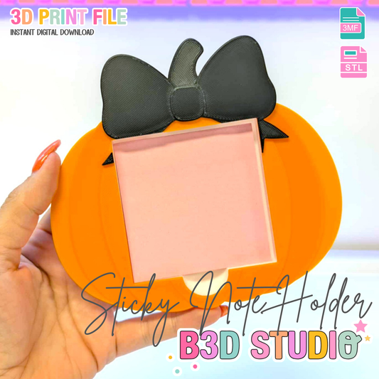 Bow Pumpkin Sticky Note Holder - STL & 3MF - Digital Download
