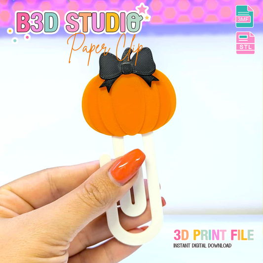 Bow Pumpkin Jumbo Paper Clip 3D Print File (STL & 3MF Digital Download)