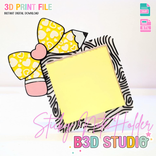 Heart Pencil Bow Sticky Note Holder - STL & 3MF - Digital Download