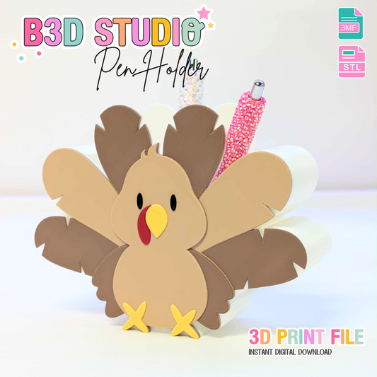 Turkey Pen Holder: 3D Print STL & 3MF File (Digital Download)