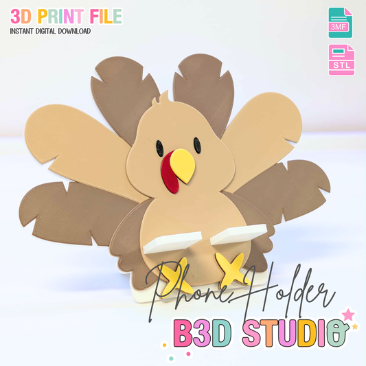 Turkey Phone Holder 3D Print File: Fun Desk Decor (STL/3MF Digital Download)