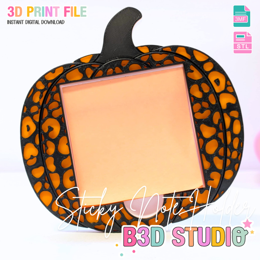 Cut In Leopard Print Pumpkin Sticky Note Holder - STL & 3MF - Digital Download
