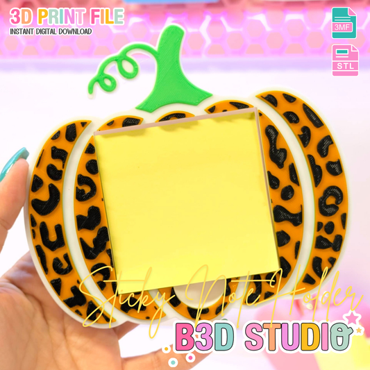 Leopard Print Pumpkin Sticky Note Holder - STL & 3MF - Digital Download