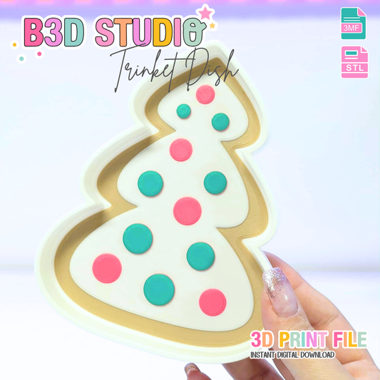 Christmas Cookie Trinket Dish STL & 3MF File – 3D Print File – Holiday Desk Organization – Digital Download