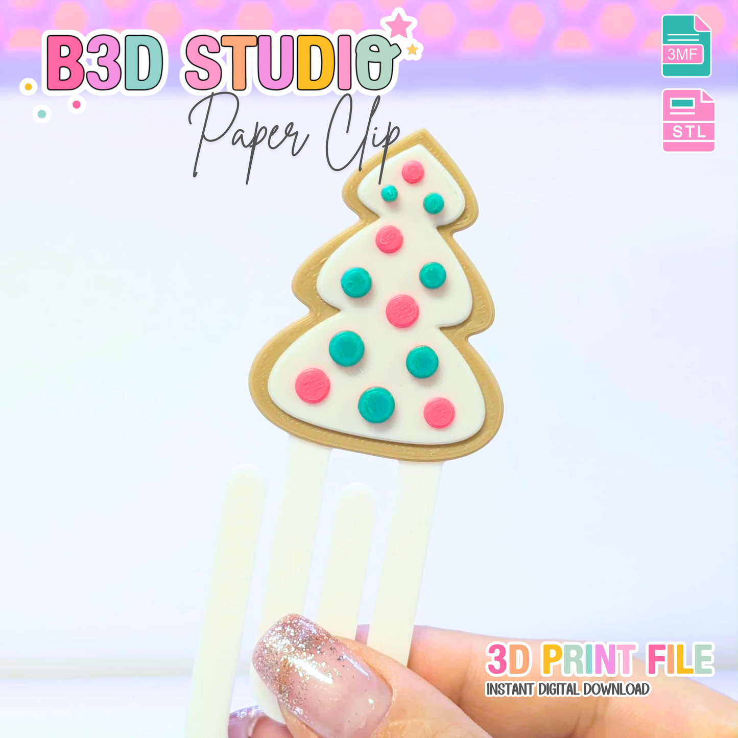Christmas Cookie Paper Clip 3D Print File (STL & 3MF Digital Download)