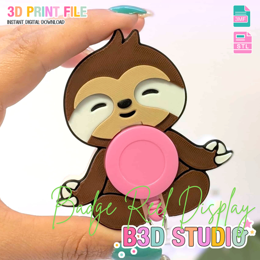 Digital Download - Sloth Badge Reel Holder STL & 3MF File