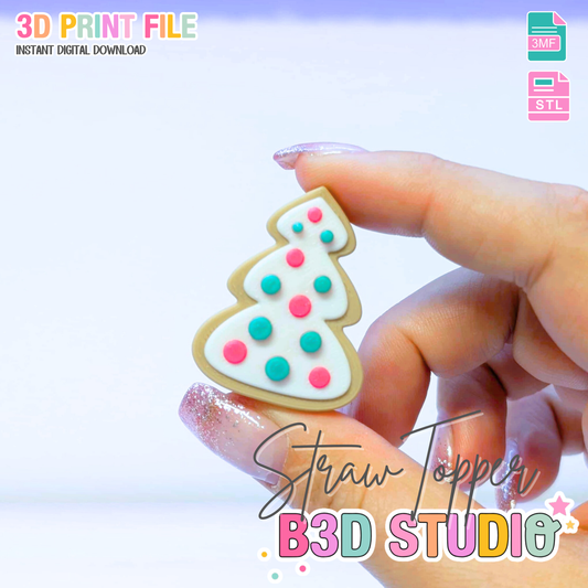 Christmas Cookie Straw Topper 3D Print File (STL & 3MF Digital Download) 8mm + 10mm Sizes