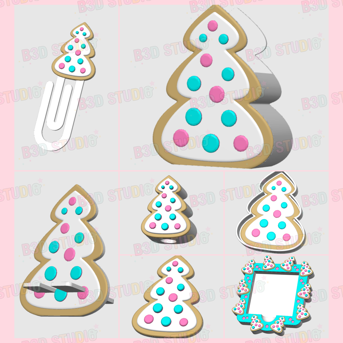 Christmas Cookie 3D Print File Bundle: Desk Set, Pen Holder, Trinket Dish + More (STL & 3MF Digital Download)