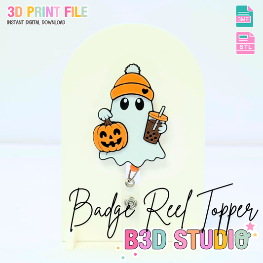 Fall Ghost Badge Reel Topper 3D Print File (STL & 3MF Digital Download)