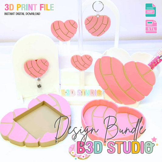 Concha Heart 3D Print File Bundle | Pen Holder, Sticky Note Holders + More | STL & 3MF Digital Download