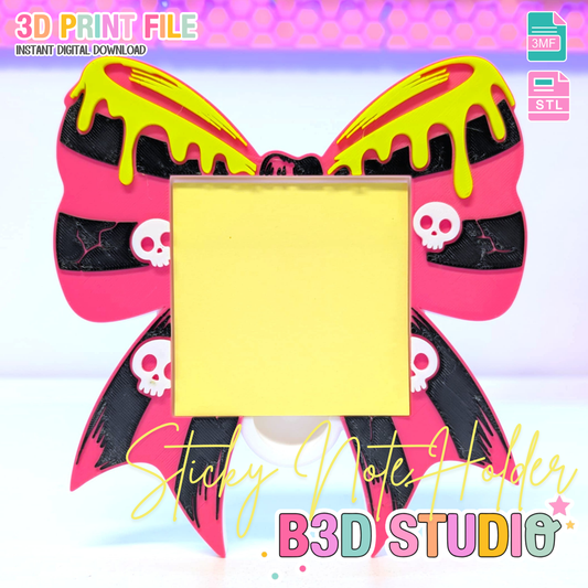 Spooky Bow Sticky Note Holder - STL & 3MF - Digital Download