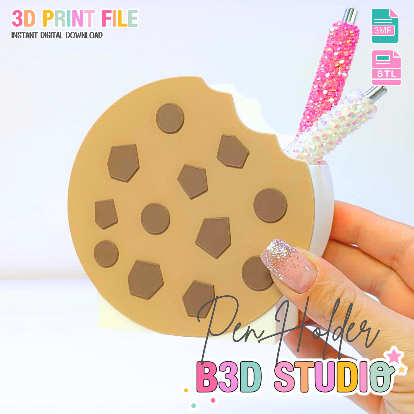 Cookie Pen Holder: 3D Print STL & 3MF File (Digital Download)