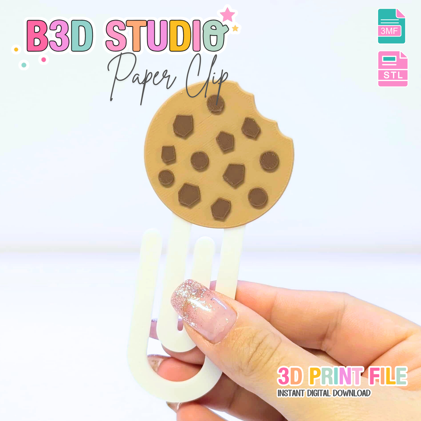 Cookie Paper Clip 3D Print File (STL & 3MF Digital Download)