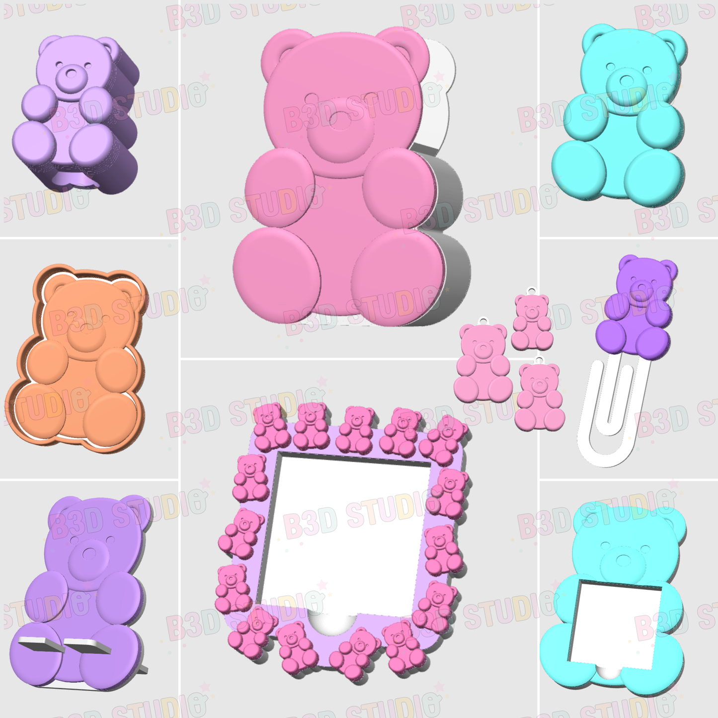 Gummy Bear 3D Print File Mega Design Bundle: Desk Organizer (STL & 3MF Digital Download)