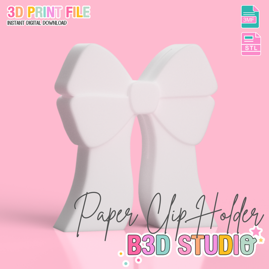 Coquette Bow Paper Clip Holder/Display 3D Print File (STL & 3MF Digital Download)
