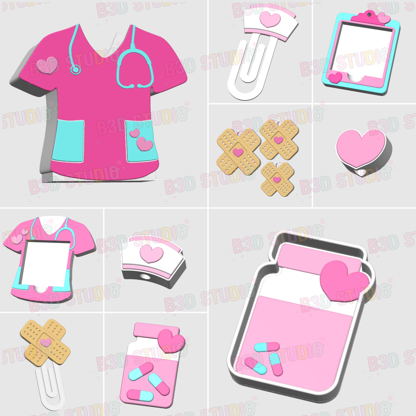 Health Care Worker 3D Print File Mega Bundle: Pen Holder, Trinket Dish, More (STL & 3MF Digital Download)