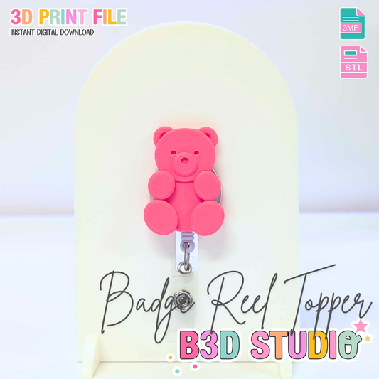 Gummy Bear Badge Reel Topper Flat Back 3D Print File (STL & 3MF Digital Download)