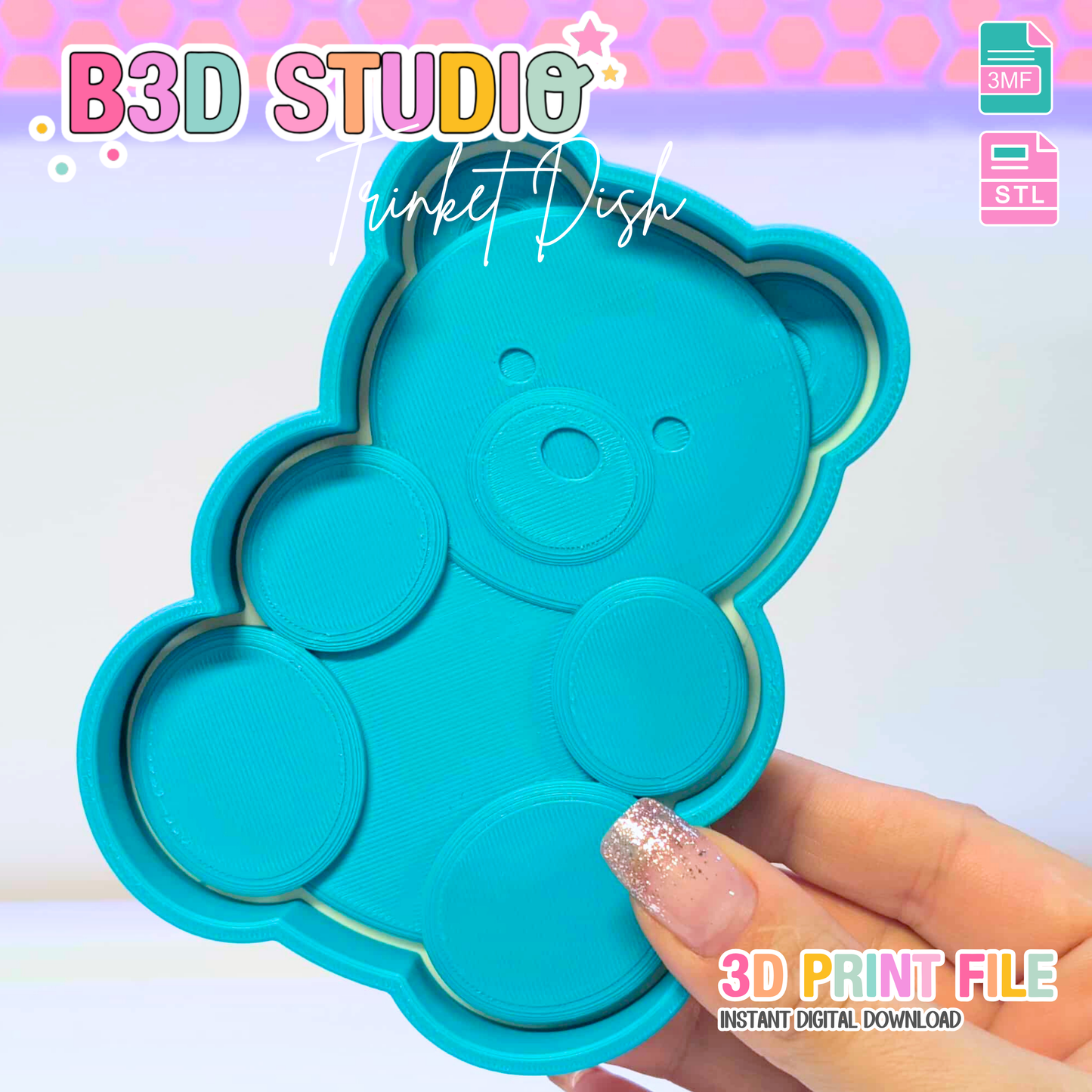 Gummy Bear Trinket Dish STL File – 3D Print Desk Organizer (Digital Download)