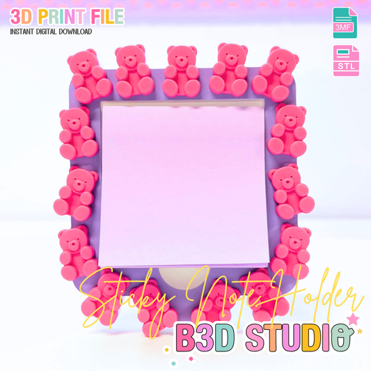Gummy Bears Sticky Note Holder: Desk Organizer 3D Print File (STL & 3MF)