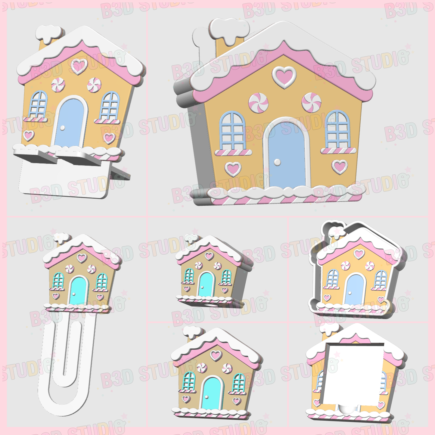 Gingerbread House 3D Print File Bundle: Phone Holder, Pen Holder, More (STL & 3MF Digital Download)