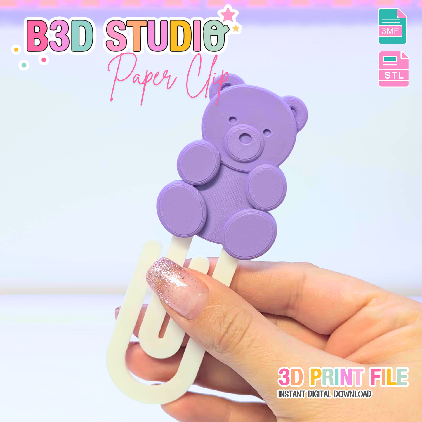 Gummy Bear Paper Clip 3D Print File (STL & 3MF Digital Download)