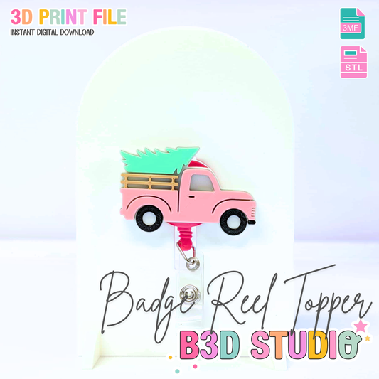 Farm Truck Badge Reel Topper Flat Back 3D Print File (STL & 3MF Digital Download)