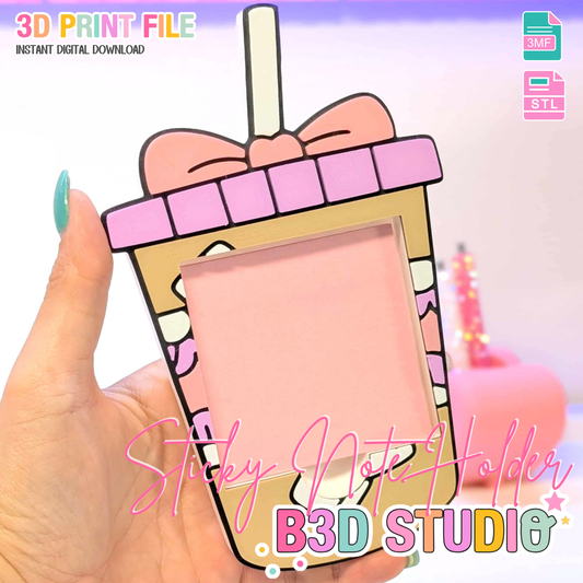 Iced Coffee Sticky Note Holder - STL & 3MF - Digital Download