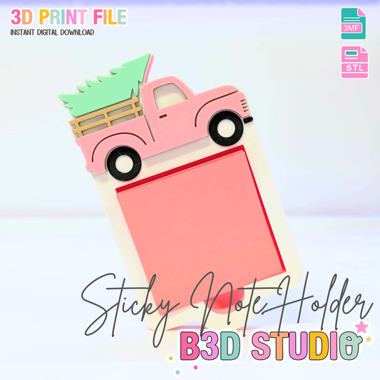 Farm Truck Sticky Note Holder: 3D Print File (STL/3MF Digital Download)