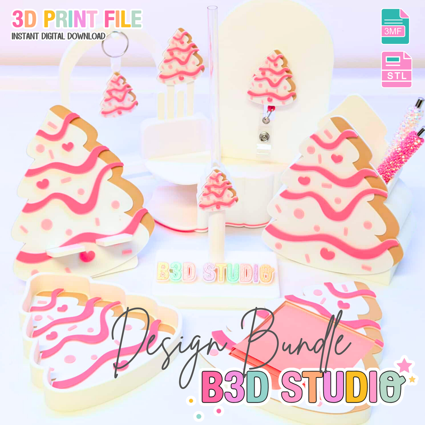 Christmas Tree Cake 3D Print File Bundle (STL & 3MF Digital Download)