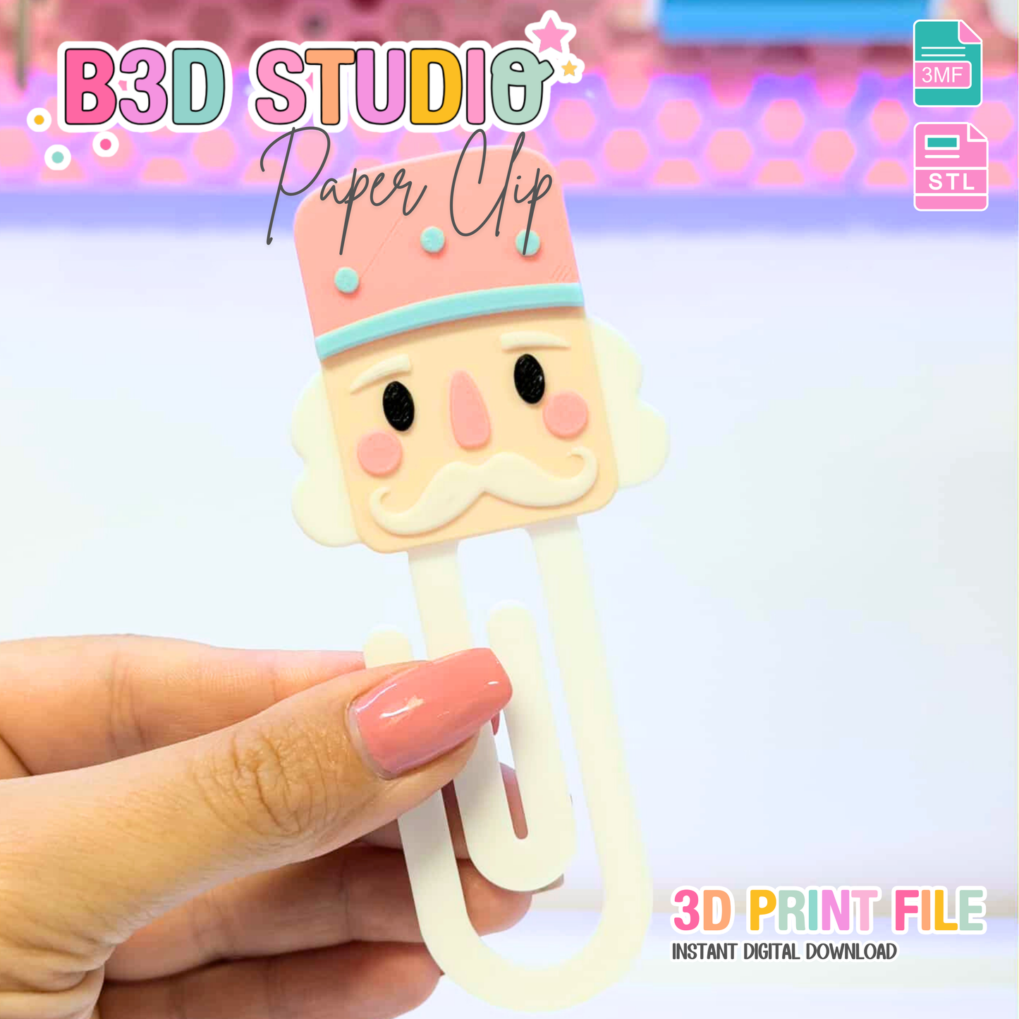 Nutcracker Paper Clip 3D Print File (STL & 3MF Digital Download)